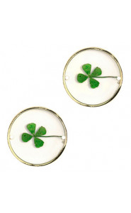 Connector with dried flowers 20mm - Gold-green